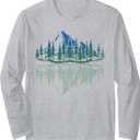Outdoor Nature Lover Forest Trees Wildlife Mountains Nature Long Sleeve T-Shirt (Small, Black)