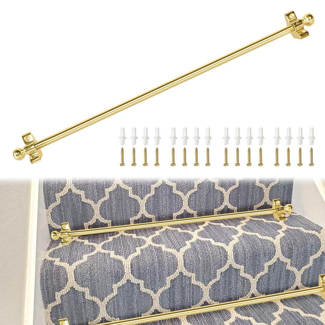 13 Pack Stair Rods for Carpet Runner Up to 32 Inch Width, Heavy Duty Stair Runner Rods with Complete Mounting Hardware, Decorative Metal Stair Carpet Rods Easy Installation for Home Hotel Office