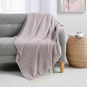BOURINA Herringbone Throw Blanket,Soft Lightweight Cozy Throw for Bed Couch Decorative Blanket, Purple 50" x 60"