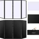 DJ Facade Booth Portable Event Cover Screen-Foldable 4 Detachable Metal Frame Light Projector Display Scrim Panel Stand with Carry Bag for Show, Party, Gathering, DJ Stand (White and Black)