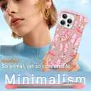 AIGOMARA Slim Frameless for iPhone 15 Pro Max Case, Cute Ribbon Bow Rose Design Clear Glitter Phone Case for Women Girls, Ultra-Thin Minimalist Borderless Hard PC Shockproof Case Cover, Pink