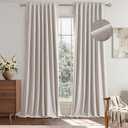 EMEMA Ivory White Linen Blackout Curtains 84 inch Length 2 Panels for Bedroom Living Room Thermal Insulated 100% Black Out Linen Drapes Room Darkening Curtains Luxury Decor for Window, 42 x 84 Inch