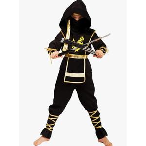 Kidukso Halloween Ninja Costume Dragon Pattern Ninja Outfit Cool Dress Up Role Play Costumes Sets, Gold, Large
