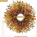 Fall Wreaths for Front Door 24 Inch Large Artificial Autumn Wreath with Eucalyptus Leaves Harvest Thanksgiving Indoor Outdoor Decor Porch Window Wall Farmhouse Rustic Hanging Door Decorations