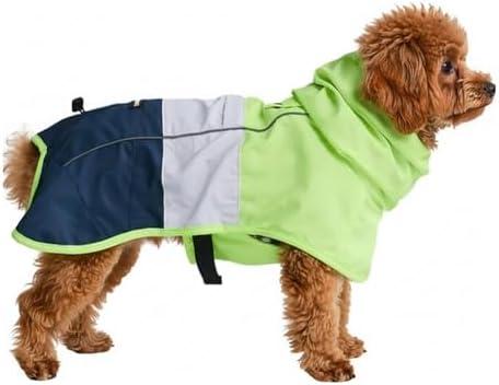 Spark Paws Dog Raincoat, Waterproof Windproof Rain Jacket, for Small Medium Large Extra Large Dogs, Reflective Breathable Full-Body Coverage Dry Suit - Neon White Navy Blue, S: 5-10lbs