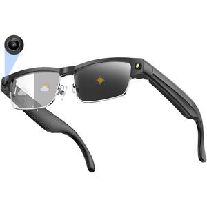 Smart Camera Glasses, Smart Glasses with Camera and Bluetooth 8MP HD Video Recording Anti-Shake 32G Support Chart GPT,WiFi,AI Voice Assistant,Translate,Music (Silver Frame)