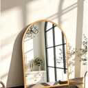 Arched Wall-Mounted Mirror Gold Arch Mirror Aluminum Alloy Frame Bathroom Mirror for Vanity Living Room, Bedroom, and Entryway 20"x16"