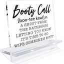 Acrylic Bathroom Sign, Booty Call Definition Signs, Humorous Washroom Sign, Tabletop Decor, Funny Desk Decorations for Office Home, Interesting Gifts for Family Friends 4.3x3.9x2.5 inches