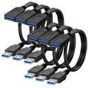 SaiTech IT 6 Pack Short Length 1 Feet USB 3.0 Extension Cable, USB 3.0 A Male to Female Extender - Black