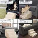 3-Step Pet Stairs - Nonslip Foam Dog and Cat Steps with Removable Zippered Microfiber Cover - 2-Tone Design for Home or Vehicle Use by PETMAKER (Tan)