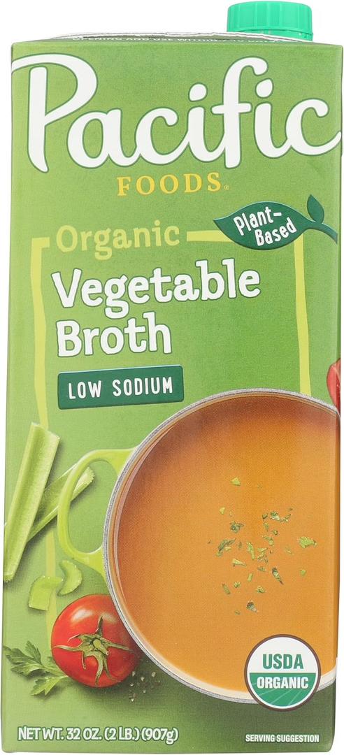Pacific Foods Organic Vegetable Broth, Low Sodium, 32oz, 12-pack Keto Friendly, Best By 17 OCT 27