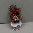 Small Christmas Tree Tabletop Artificial Mini Christmas Tree Decorations with Holiday Ornaments Red Berry Pine Cone Greenery for Home Indoor Fireplace Mantel Xmas Decor (Cabin-Snow)