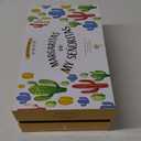 10 oz Margarita Cocktail Glasses + Colorful Party Rims | Set of 4 | Classic Frozen Drinks Stemware + Fun Cactus Gift Box | Thick Stem, Heavy Duty, Clear Hand Blown Glassware Drinking Set