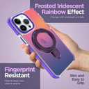 MOWIME Magnetic for iPhone 13 Pro Max Case with Stand [Compatible with Magsafe] [Fashion Fluorescent Design] [1 Screen Protector] Slim Translucent Matte Case for iPhone 13 Pro Max 6.7" 2021, Purple