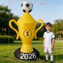 7FT World Soccer Inflatables 2026 World Champion Outdoor Blow up Decorations with Built-in LED Lights for Yard Party Lawn Decor/Birthday Themed Supplies for Fans,2026 World Soccer Decor