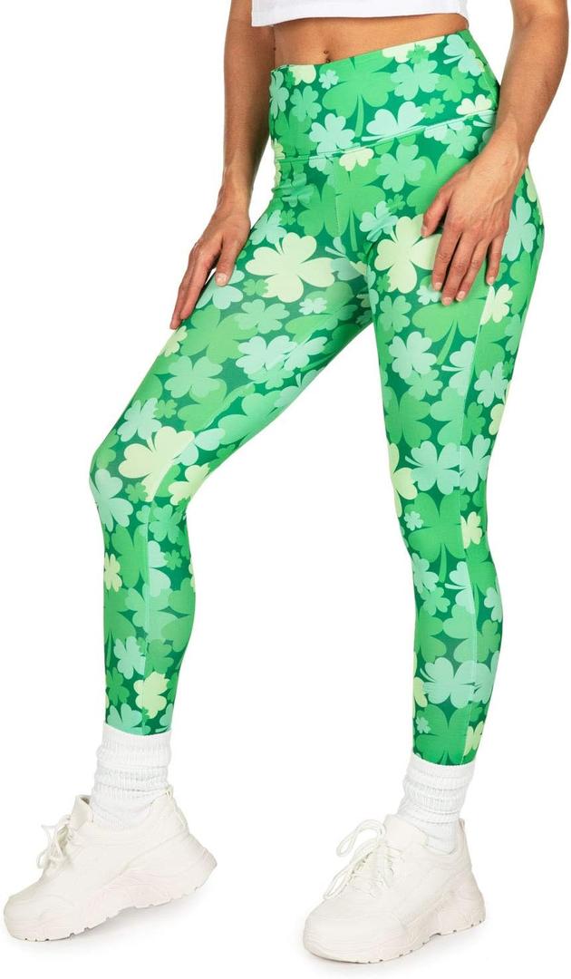Tipsy Elves Fun St. Patrick's Day Leggings for Women for Parties and Festivals High Waisted and Low Waisted Styles (Green, L)