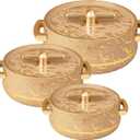 Casserole Inner Steel Casserole | P.U. Insulation | Chapati, Roti, Biryani | Keeps Food hot & Fresh Serve & Store Daily Use Kitchen Item Set of 3 (1700ml, 1200ml, 600ml) (Turkish Ivory)