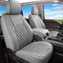 Huidasource Tacoma Front&Back Seat Covers, Gray Leather Car Seat Cushion Cover Accessories Fit for 2016-2023 Double & Crew Cab Toyota Tacoma SR SR5 Limited TRD Sport/Pro/Off Road(Full Set/Gray)