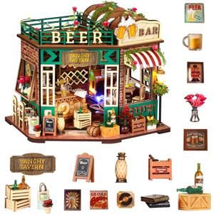 Book Nook, Beer Shop DIY Miniature House Kit for Craft Lovers | 3D Wooden Puzzle for AdultsHandcraft Book Shelf Insert, Decorative Gift for Book Lovers and Hobby Enthusiasts