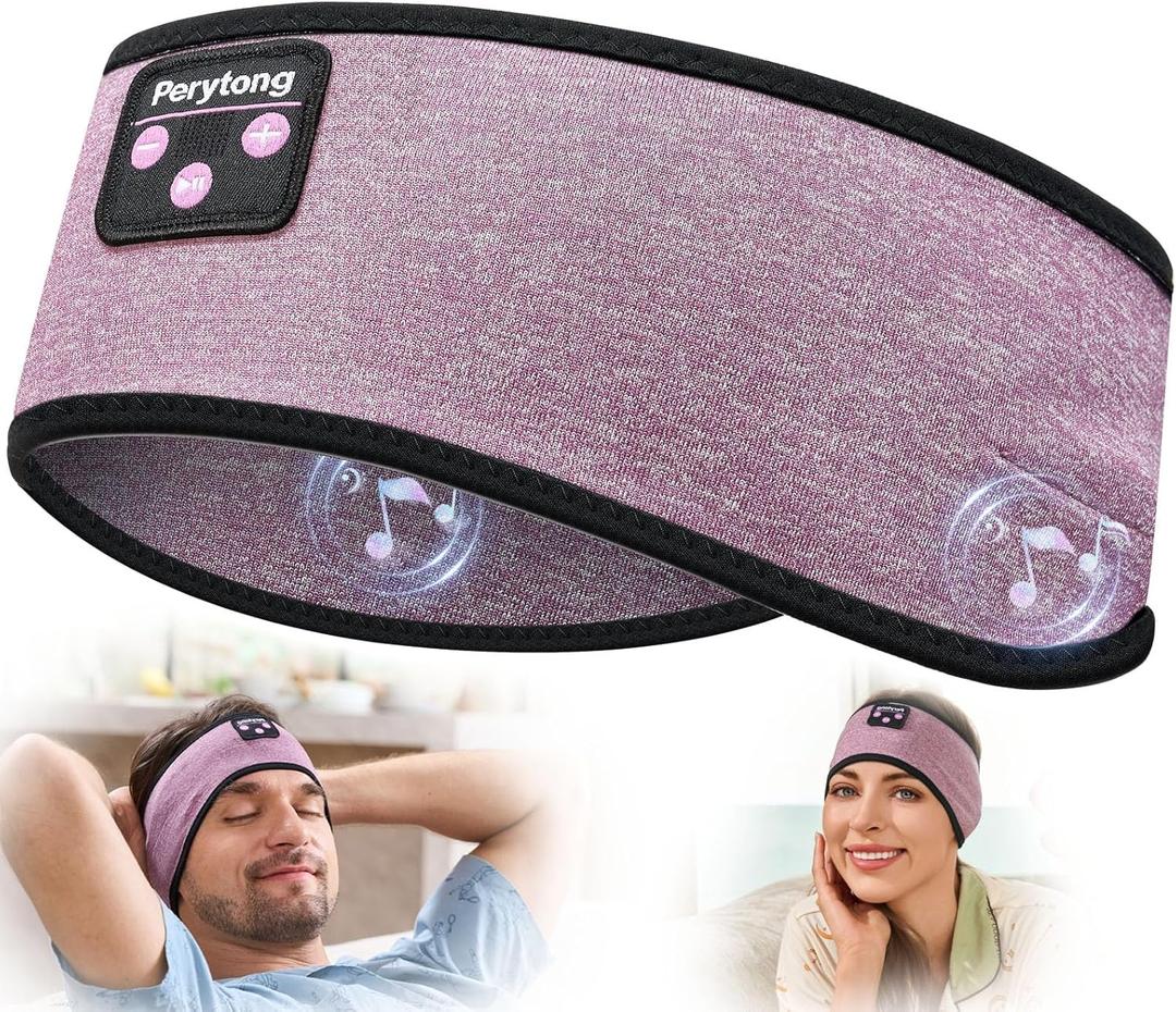 Perytong Sleep Headphones Wireless, Bluetooth Headband Sports Sleeping Headphones Sleep Mask Earbuds Breathable Wireless Music Headband for Side Sleepers Sleeping Travel Workout Running Air Travel (HB Purple)