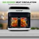 Nutrichef 5.8 Quart Air Fryer | 8-1 Preset Cook Modes | Transparent Fry Bowl for Best Cooking Results | Cook Shrimp, Steak, Fries, Wings, Chicken & More | Precise Temperature Control & Time | White