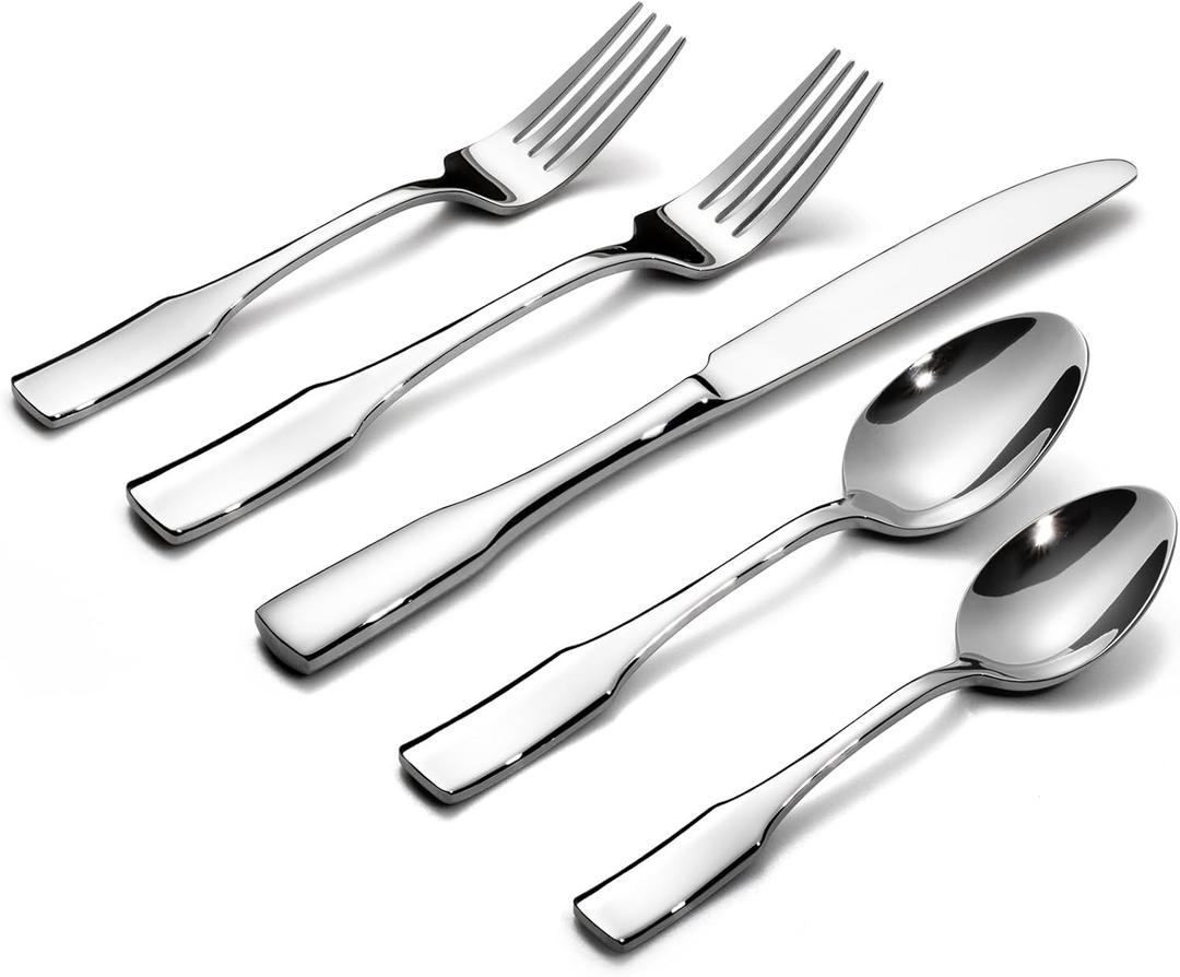 Alata Kate 40-Piece Silverware Set,Service for 8,Stainless Steel Flatware Set,Mirror Polished Cutlery Set,Dishwasher Safe