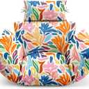 MAGIC ELEPHANT Egg Chair Cushion, Memory Foam Indoor Outdoor Hanging Egg Chair Cushion Replacement, Patio Basket Swing Cushion with Headrest (Multicolor Leaves)47"L x 31"W
