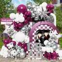 PageebO Graduation Balloon Garland Arch Kit, 151Pcs Heliotrope Metallic Silver White Balloons with Graduation Certificate Star Foil Balloons For Graduation Party Class of 2026 Grad Prom Decorations