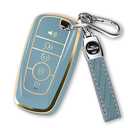 MILD EAST For Ford Key Fob Cover with Keychain, Soft TPU Key Case Shell Full Protection for Ford Explorer Fusion Escape Edge Expedition F150 F250 F350 F450 F550 Maverick Mustang(Blue)