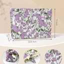 Elegant Purple Floral Flowers Makeup Pouch for Women Small Embroidered Make Up Bag for Zipper Initial Cute Canvas Makeup Cosmetic Bags Pouches for Purse Aesthetic Travel Toiletry