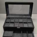 ProCase Watch Box for Men, Jewelry Organizer Box with Drawer, Display Storage Case with Glass Lid -Black, 12 Slot