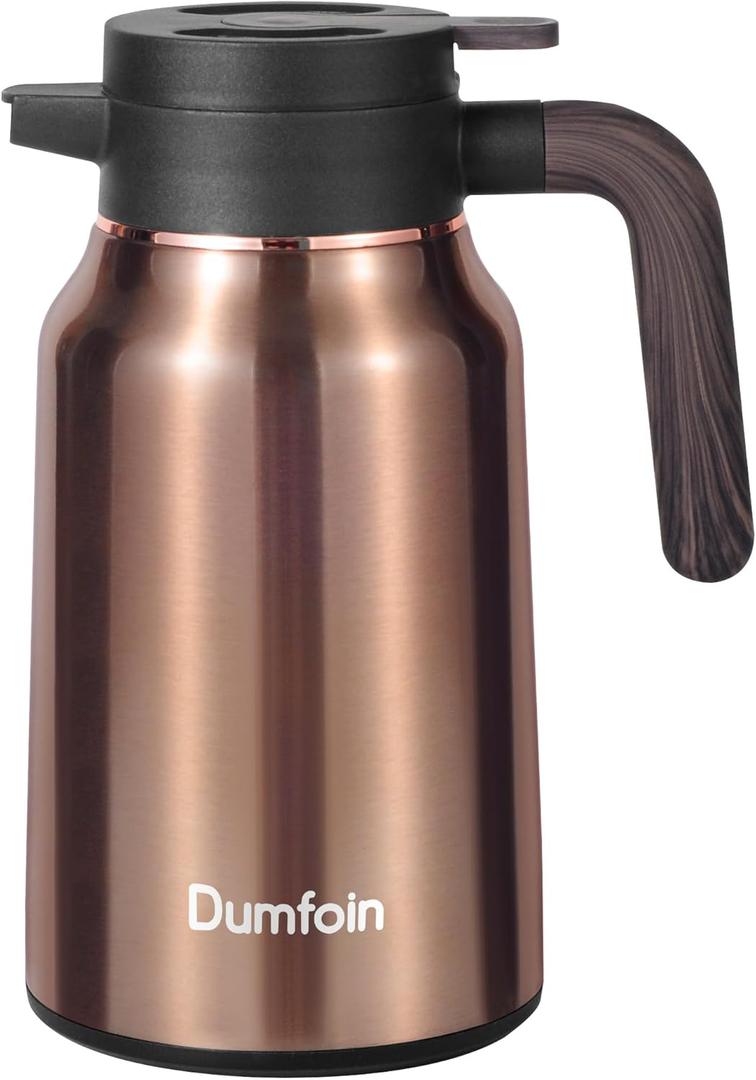 Carafes for Hot Liquids 51 oz - 12 Hour Stainless Steel Thermal Coffee Carafe-Insulated Coffee Carafes For Keeping Hot/Cold Coffee, Tea, Water, 1.5 Liter Beverage Dispenser(Gold) (50.7 Ounces)