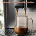 Glass Coffee Mugs, 16 oz Glass Coffee Cups with Acacia Wood Lids, Clear Borosilicate Glass Mugs with Handles for Cappuccino, Tea, Latte, Hot/Cold Beverages, Wine, Americano, Set of 2