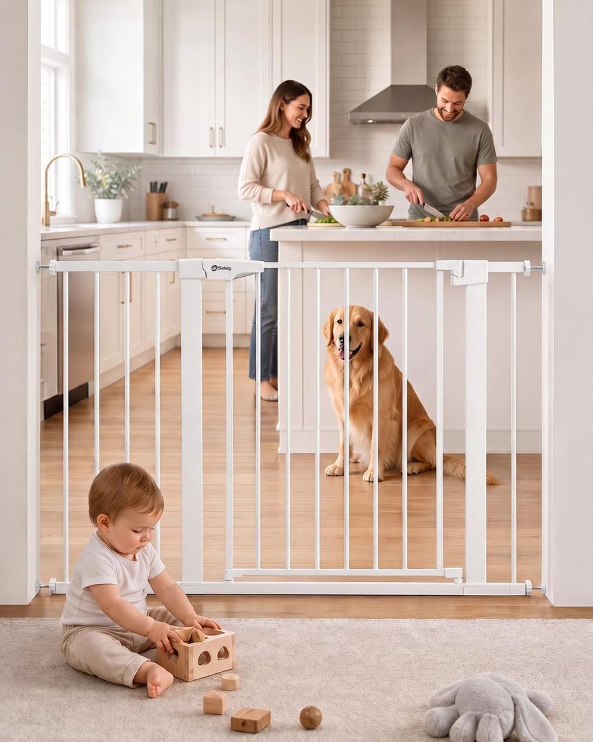 Sekey Baby Gate for Stairs, 30-46" No Drilling Kid Gate with Auto Close