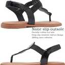 Luoika Women's Wide Width Flat Sandals, Flip Flop Thong Sandals Strappy Rhinestone Comfortable Summer Beach Shoes for Women.813 Black 7XW