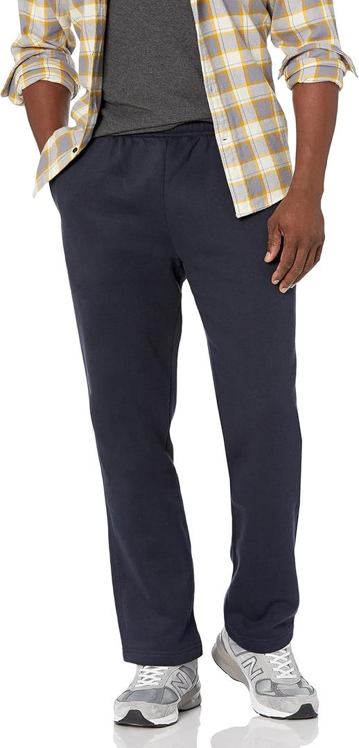 Amazon Essentials Men's Relaxed Straight Leg Fleece Open Bottom Sweatpant, Large