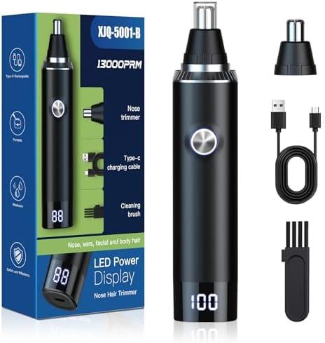 Ear and Nose Hair Trimmer for Men, 2025 Professional Painless USB Rechargeable Eyebrow & Facial Hair Trimmer, 13,000 RPM Precision Tool with Powerful Motor and Dual-Edge Blades, IPX7 Waterproof