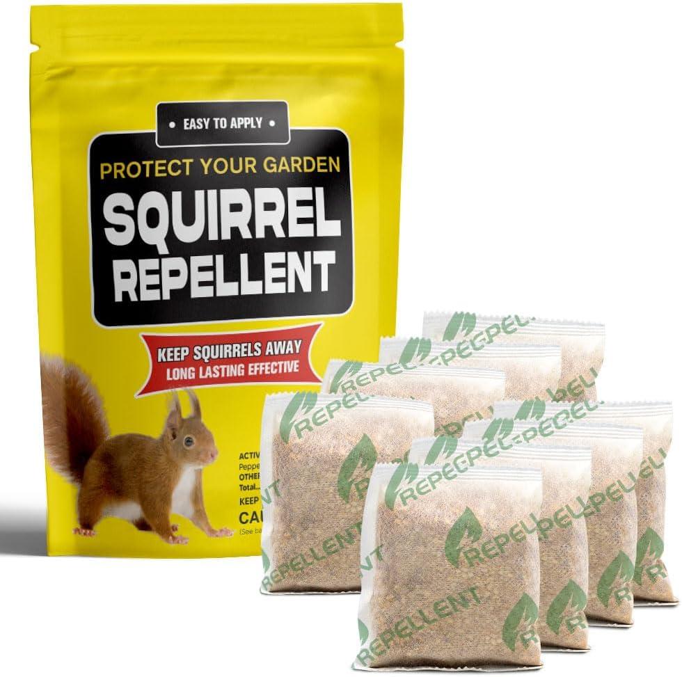 Squirrel Repellent Outdoor Pouches, Natural Squirrel Deterrent Outdoor, Ground Squirrel Repellent for Attic, Chipmunk Deterrent, Long-Lasting Squirrel Away for Plants & Cars-8P