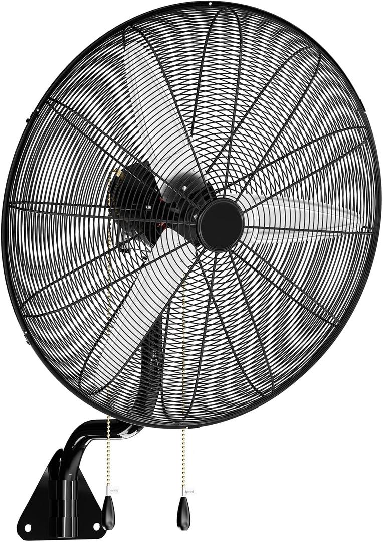 Uthfy 30 Inch High Velocity Wall Mount Fan, 11200CFM Outdoor Industrial Fan with Dual Pull Cord Control, 6 FT Cord, 3 Speeds, Heavy Duty Oscillating Fan for Indoor, Garage, Patio, Workshop Use