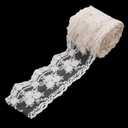 5 Yards White Lace Ribbon, 3.35 Inch Width Cotton Lace Trim Delicate Floral Ribbon Encajes para Costura for Sewing Crafts Bridal Wedding Dress Embellishment Gift Wrapping