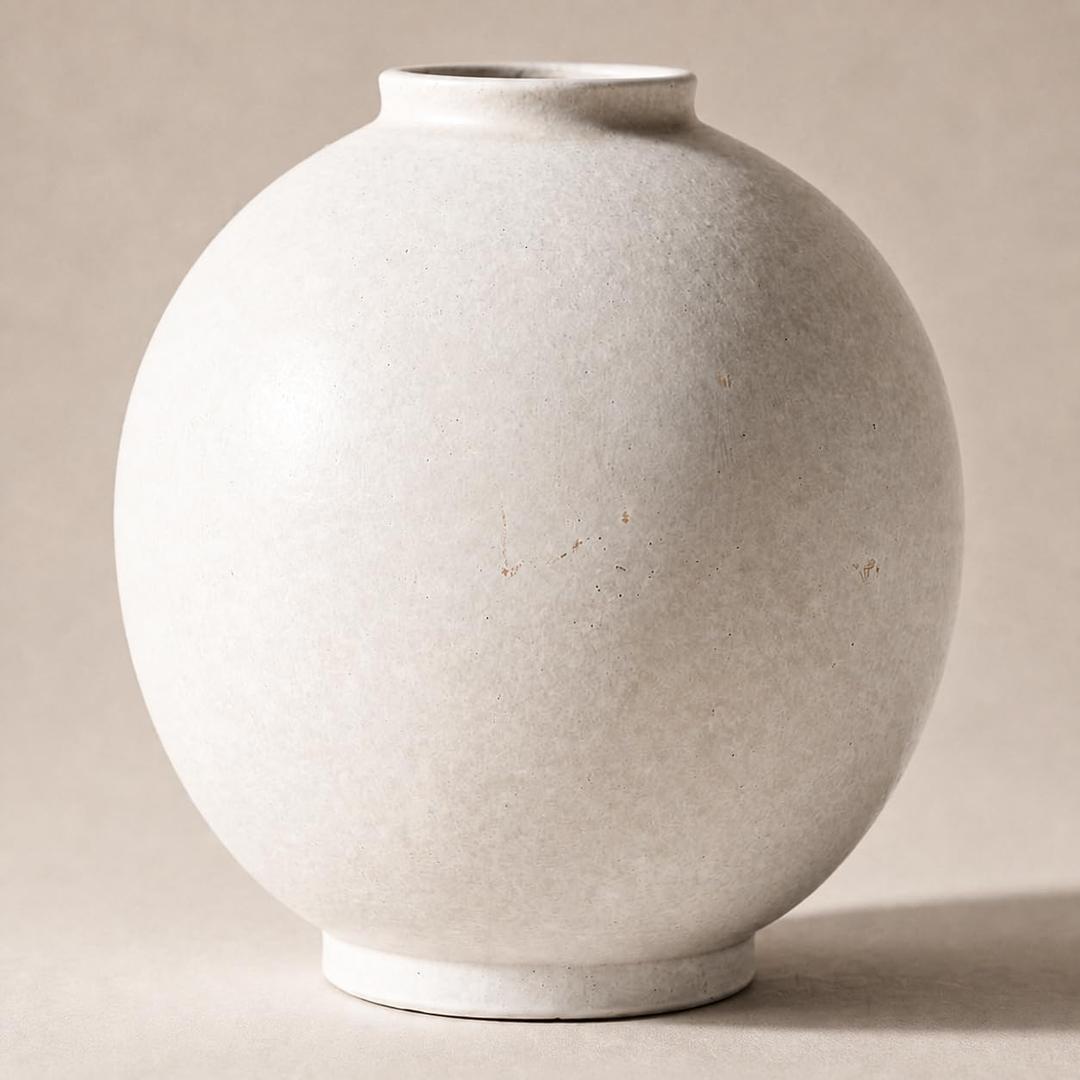 White Ceramic Vase, 12.5 Inch