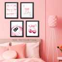 FUQWZ Bows Pink Wall Art Set of 4 (8x10in, Unframed) - Coquette Room Decor - Pink Posters for Room Aesthetic (031)
