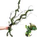 43 inches Moss Twig Vines Artificial Trees Branches Jungle Climber Fake Greenery Twigs Trunk with Greenery for Home Decor Garden Landscape Hanging Reptile Habitat Decor (Green - Pack of 2)