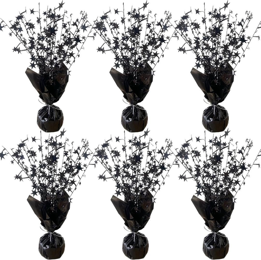 3 Pack Halloween Decoration Indoor Metallic Foil Spray Centerpiece Star Table Decoration Burst Table Centerpieces Gold Decor for Birthday Wedding Anniversary Graduation Holiday Party Supplies, Black