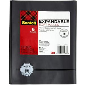 Scotch 18 pk Flex Poly Bags Expandable Soft Mailer Gray: Self-Adhesive Shipping & Mailing Envelopes, 13"x10"