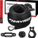 FIERYRED 3/16inch 50FT 8500LBS Synthetic Winch Rope Cable Kit with Forged Hook Rubber Stopper and Fairlead,Winch Line Replacement for 2000-3500LBS Winch, ATV, UTV, Offroad (Black)