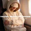Zip Up Hoodies with Eye Mask & Multi Pockets Unisex Sweatshirts Casual Jackets Comfy Outfits Airplane Mode Hoodie (Beige, L)