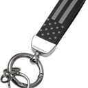 KAELTHAS American USA Flag Keychain Mens Key Chains Durable Zinc Alloy Ring Universal Fit for Truck Motorcycle Premium Car Accessories (Chrome)