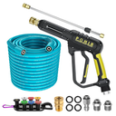 POHIR Pressure Washer Gun and Hose 3600 PSI, Pressure Washer Hose 50ft and Gun, 3/8" Quick Connect Swivel, M22 15mm/14mm Fittings, 30" Extension Wand & 7 Nozzle Tips - for Home & Outdoor Cleaning