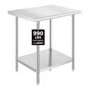 OSTBA Stainless Steel Table for Prep & Work 24x30 Inches, NSF Metal Commercial Heavy Duty Table with Adjustable Undershelf and Adjustable Foot for Restaurant Kitchen Home and Hotel